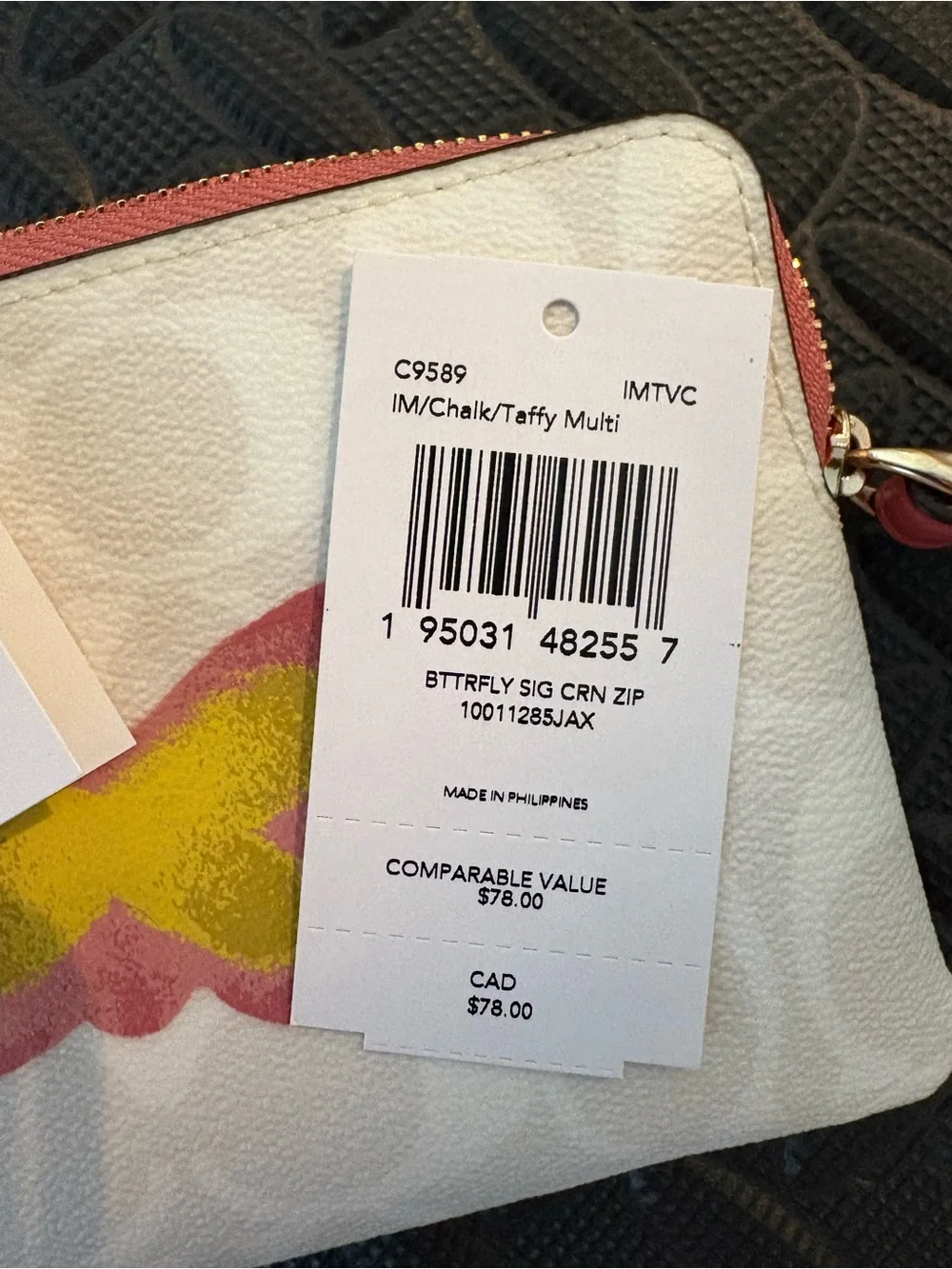Coach Kids Butterfly Wristlet in White, Pink and Yellow